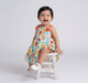 Infant Girls Retro Floral Print Tassel Straps Tiered Dress