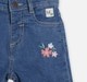 Infant Girls Floral Print Denim Jeans Blue