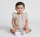 Infant Girls Rainbow Striped Ruffle Sleeve Romper