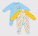 Unisex Baby Long-Sleeve Full-Length Footed Sleepsuit Pack (2-Piece) – Sky Blue & Yellow Geometric Print Mix
