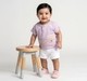 Infant Unisex Lilac "Super Star" Henley T-Shirt with Textured Pocket