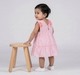 Infant Girls Pink Floral Embroidered Ruffle Dress with Bloomers