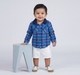 Infant Boys Blue Plaid Full Sleeve Shirt with Corduroy Collar