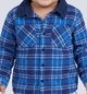 Infant Boys Blue Plaid Full Sleeve Shirt with Corduroy Collar