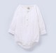Ed-a-Mamma Infant Boys White Cotton Textured Romper with Front Button Closure