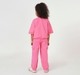 Girls Bright Pink Short Sleeve Sweatshirt & Cargo Jogger Co-ord Set