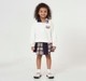 Girls White Half-Zip Sweatshirt & Patchwork Plaid Skirt Co-ord Set