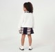Girls White Half-Zip Sweatshirt & Patchwork Plaid Skirt Co-ord Set