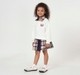 Girls White Half-Zip Sweatshirt & Patchwork Plaid Skirt Co-ord Set