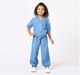 Girls Light Wash Chambray Denim Utility Set
