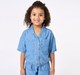 Girls Light Wash Chambray Denim Utility Set