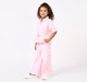 Girls Pastel Pink Lace Pocket Tie-Waist Coord Set