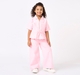 Girls Pastel Pink Lace Pocket Tie-Waist Coord Set