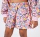 Girls Floral Printed Zipper Bomber Jacket & Pleated Skirt Set