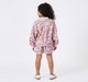 Girls Floral Printed Zipper Bomber Jacket & Pleated Skirt Set