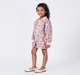Girls Floral Printed Zipper Bomber Jacket & Pleated Skirt Set