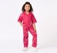 Girls Fuchsia Magenta Floral Checked Casual Set
