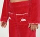Girls Red Velvet Embroidered Open Jacket and Wide-Leg Pants Set