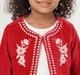Girls Red Velvet Embroidered Open Jacket and Wide-Leg Pants Set