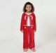 Girls Red Velvet Embroidered Open Jacket and Wide-Leg Pants Set