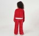 Girls Red Velvet Embroidered Open Jacket and Wide-Leg Pants Set