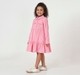 Girls Pink Corduroy Tiered Button-Down Shirt Dress