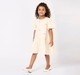 Girls Cream Heart Print Puff Sleeve Dress