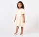Girls Cream Heart Print Puff Sleeve Dress