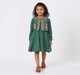 Girls Forest Green Tiered Dress with Floral Embroidered Vest