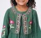 Girls Forest Green Tiered Dress with Floral Embroidered Vest