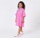 Girls Bright Pink Half-Zip T-Shirt Dress with Elasticated Waist