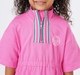 Girls Bright Pink Half-Zip T-Shirt Dress with Elasticated Waist