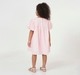 Girls Soft Pink Smocked Bodice Puff Sleeve Grid Pattern Dress