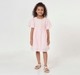 Girls Soft Pink Smocked Bodice Puff Sleeve Grid Pattern Dress