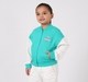 Girls Sea Green & White Varsity Baseball Bomber Jacket