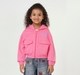 Girls Pink Zip-Front Hooded Jacket with Utility Flap Pockets