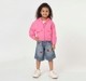 Girls Pink Zip-Front Hooded Jacket with Utility Flap Pockets