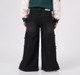 Girls Black Wide Leg Denim Jeans with Side Bows & Slit