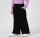 Girls Black Wide Leg Drawstring Sweatpants with Center Seam
