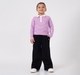 Girls Black Wide Leg Drawstring Sweatpants with Center Seam