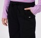 Girls Black Wide Leg Drawstring Sweatpants with Center Seam