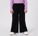 Girls Black Wide Leg Drawstring Sweatpants with Center Seam