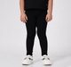 Girls Black Ribbed Elastic Stretch Leggings