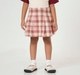 Girls Pink & Beige Plaid Double-Breasted Pleated Skirt