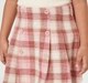 Girls Pink & Beige Plaid Double-Breasted Pleated Skirt