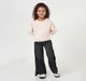 Girls Light Pink Floral Line Art Embroidered Sweatshirt