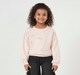 Girls Light Pink Floral Line Art Embroidered Sweatshirt