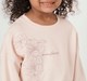 Girls Light Pink Floral Line Art Embroidered Sweatshirt