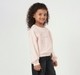 Girls Light Pink Floral Line Art Embroidered Sweatshirt