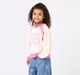 Girls Casual Cotton Cream and Pink Raglan Sweatshirt